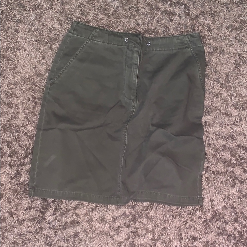 Green Khaki Drawstring Skirt